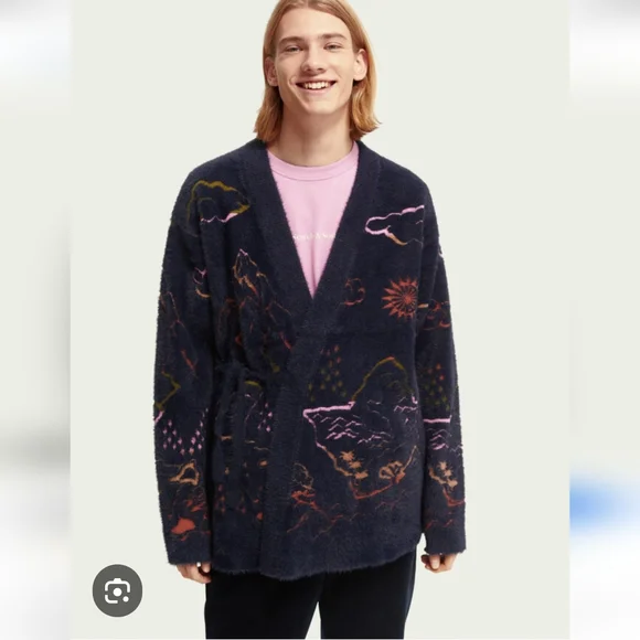 cotch & Soda Men's Jacquard Kimono Cardigan Sweater - Picture 3 of 14